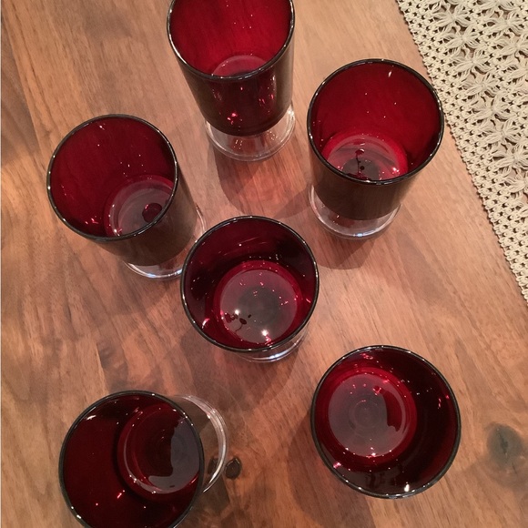 Vintage set of 6 Luminarc Ruby red glasses made in France - Picture 5 of 7